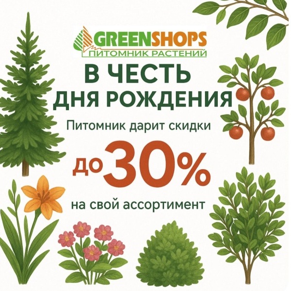 Скидка на все растения до 30% в Подольском отделении Грин Шоп