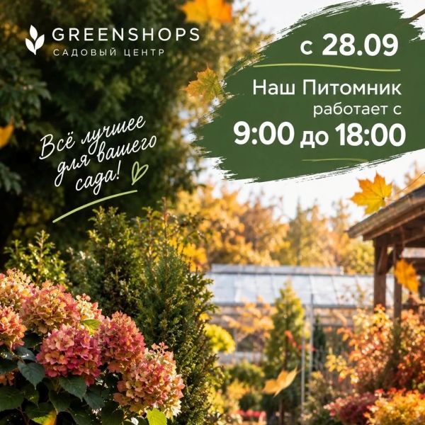 Новый режим работы нашего питомника с 28-09-26